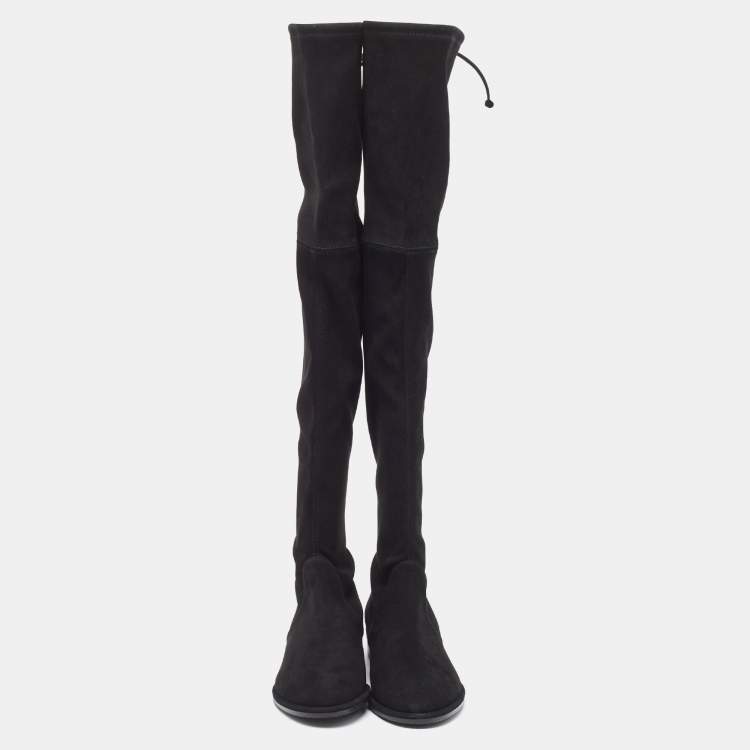 Pre Owned Stuart Weitzman Black Suede Lowland Over The Knee Boots Size 37