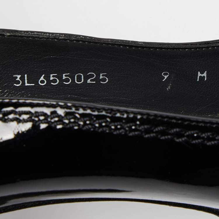 Pre Owned Stuart Weitzman Black Patent Leather Platform Pumps Size 39.5