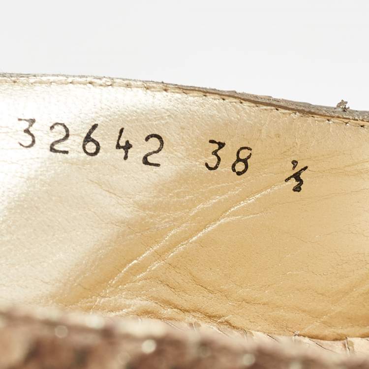 Pre Owned Stuart Weitzman Beige Python Embossed Leather  Slingback Pumps Size 38.5  
