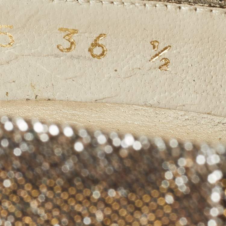 Pre Owned Stuart Weitzman Metallic Lurex Fabric Pointed Toe Pumps Size 36.5