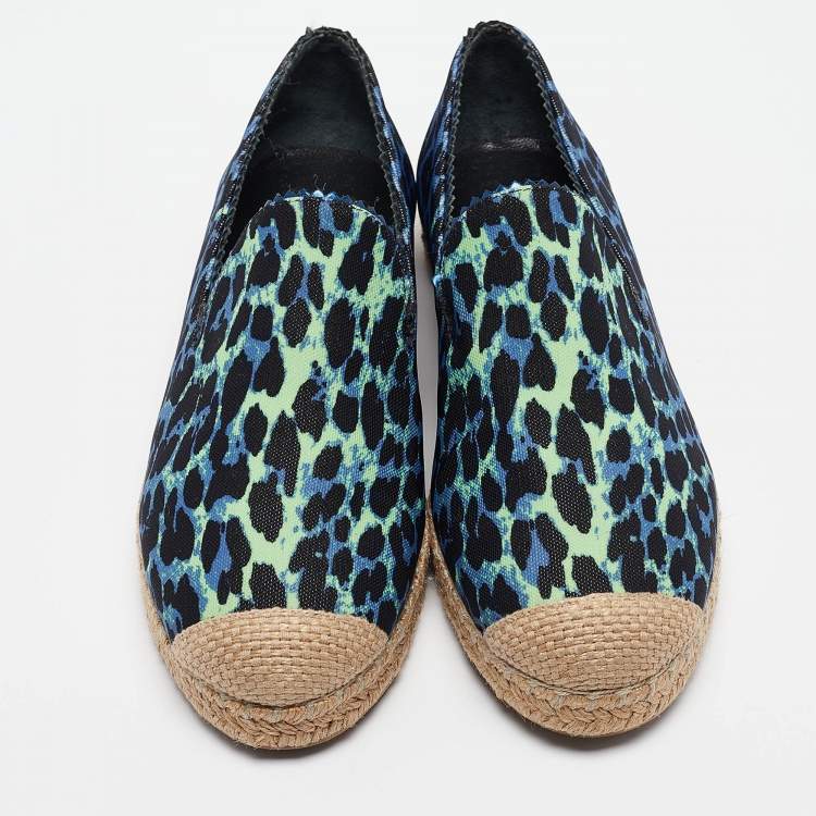 Pre Owned Stuart Weitzman Multicolor Canvas Slip On Espadrille Flats Size 37.5