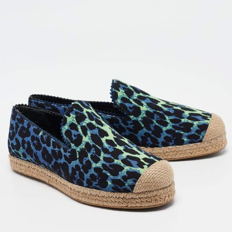 Pre Owned Stuart Weitzman Multicolor Canvas Slip On Espadrille Flats Size 37.5