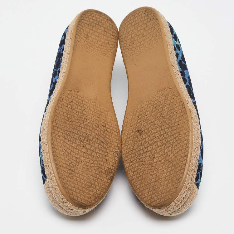 Pre Owned Stuart Weitzman Multicolor Canvas Slip On Espadrille Flats Size 37.5