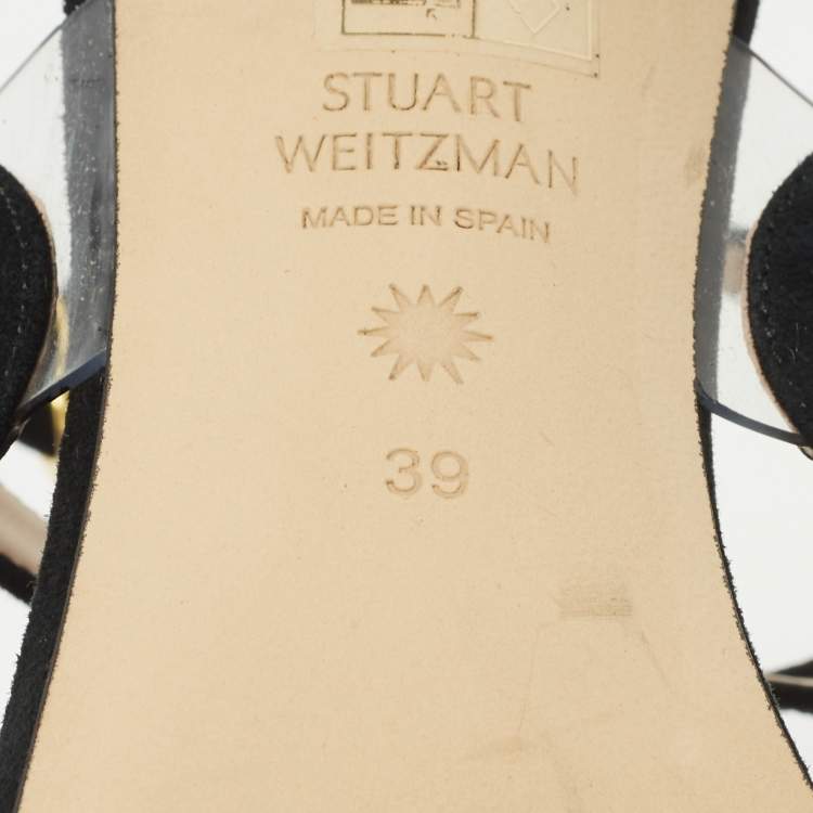 Pre Owned Stuart Weitzman Black Suede Ankle Strap Sandals Size 39