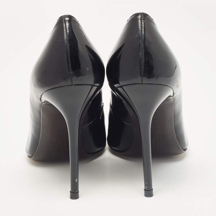 Pre Owned Stuart Weitzman Black Patent Leather Pointed Toe Pumps Size 38