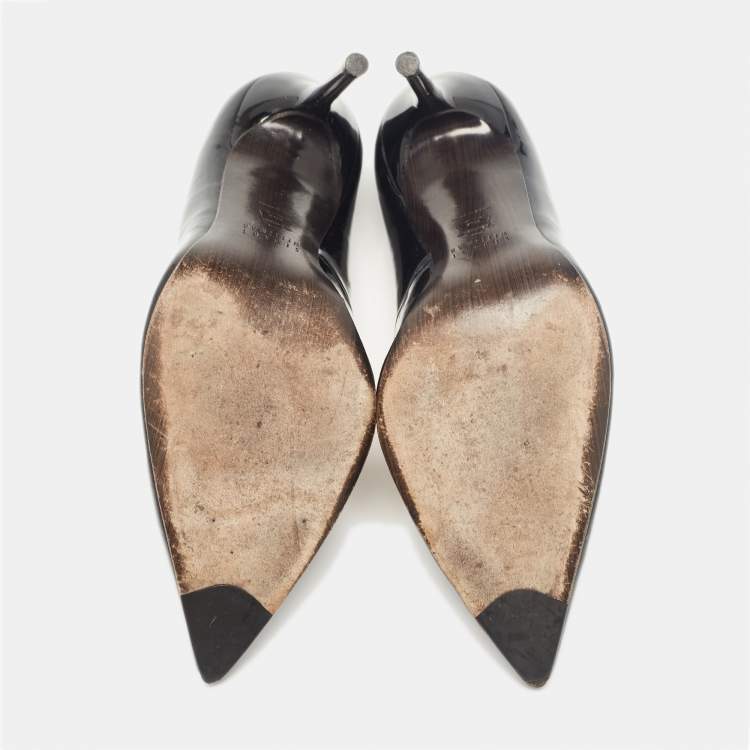 Pre Owned Stuart Weitzman Black Patent Leather Pointed Toe Pumps Size 38