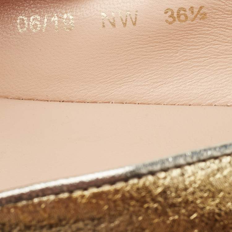 Pre Owned Stuart Weitzman Gold Leather Gabby Ballet Flats Size 36.5