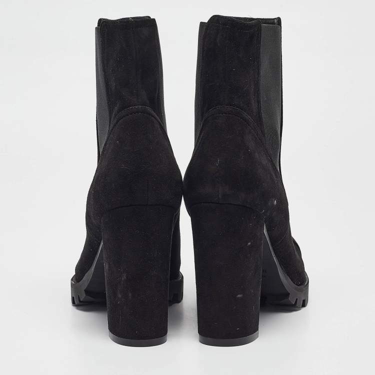 Pre Owned Stuart Weitzman Black Suede Ankle Length Boots 39