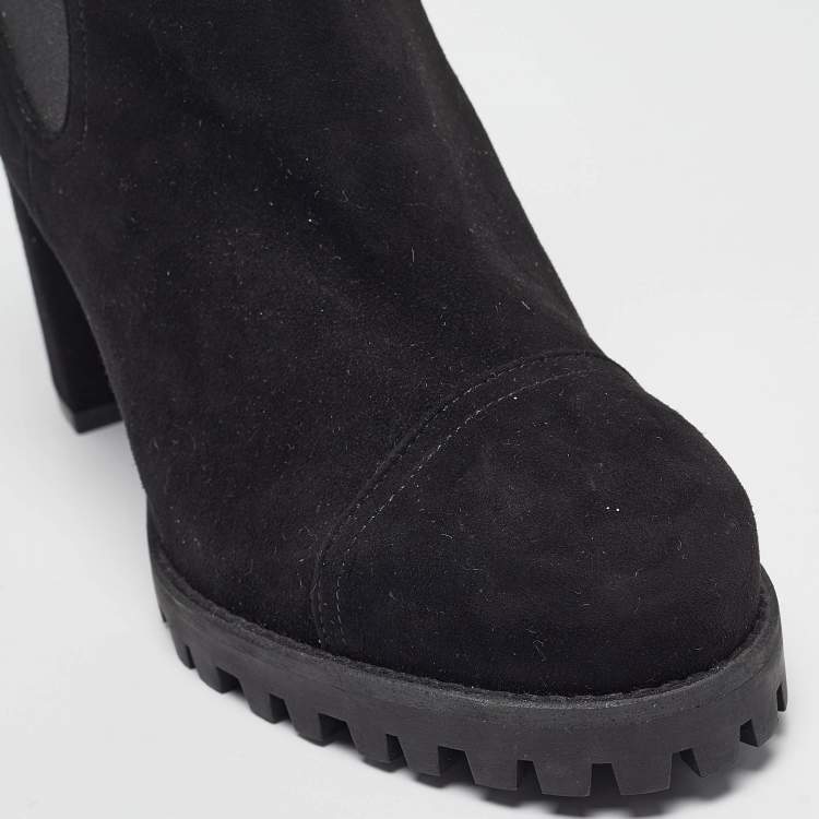 Pre Owned Stuart Weitzman Black Suede Ankle Length Boots 39