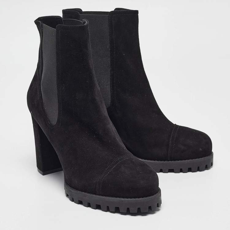Pre Owned Stuart Weitzman Black Suede Ankle Length Boots 39