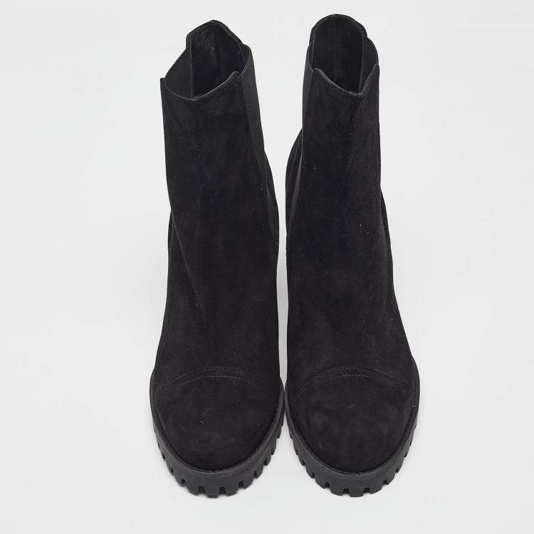 Pre Owned Stuart Weitzman Black Suede Ankle Length Boots 39