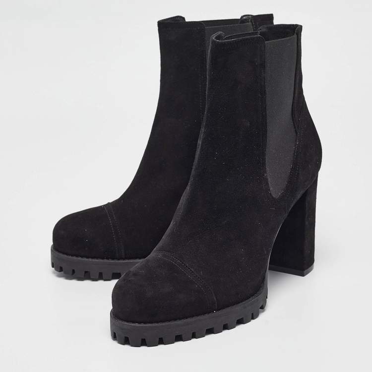 Pre Owned Stuart Weitzman Black Suede Ankle Length Boots 39