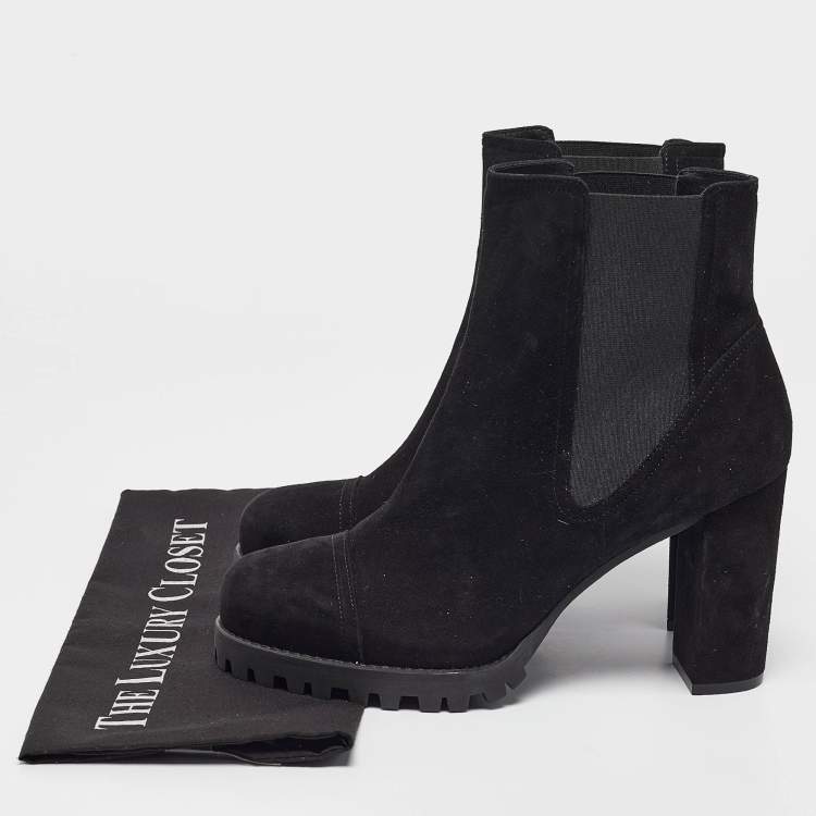 Pre Owned Stuart Weitzman Black Suede Ankle Length Boots 39