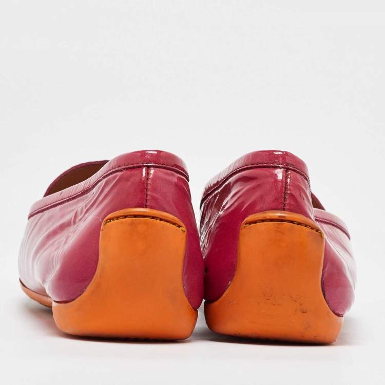 Pre Owned Stuart Weitzman Pink Patent Leather Loafers Size 39.5