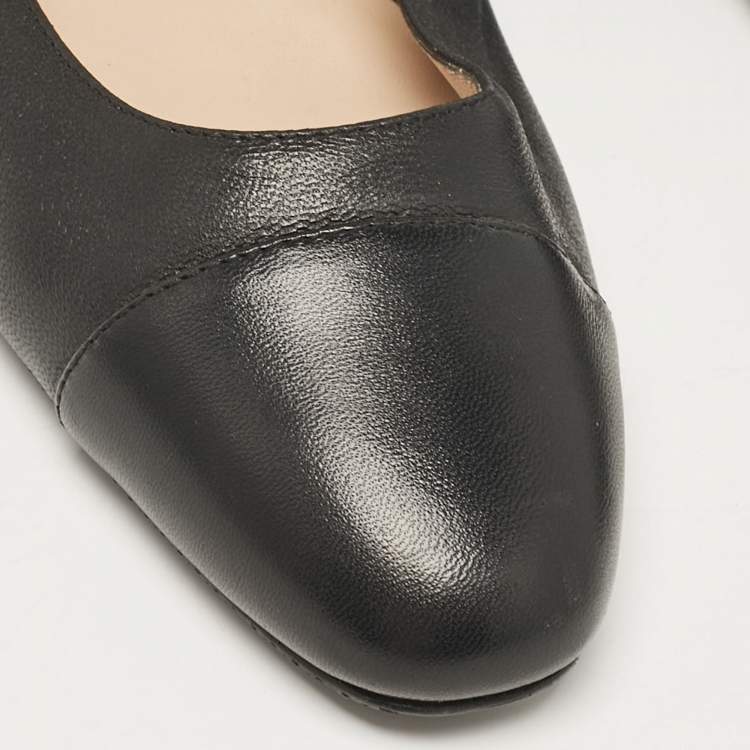 Pre Owned Stuart Weitzman Black Leather Slip On Ballet Flats Size 40