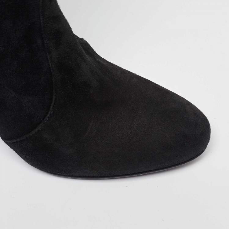 Pre Owned Stuart Weitzman Black Suede Ledyland Over The Knee Boots Size 36.5