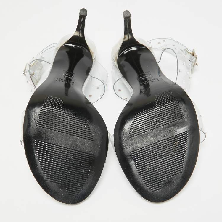 Pre Owned Stuart Weitzman Transparent PVC Ankle Strap Sandals Size 39.5