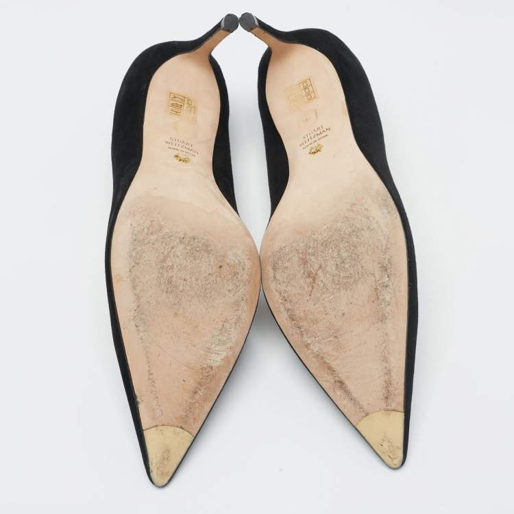 مملوكة مسبقًا Stuart Weitzman Black Suede Pointed Toe Pumps Size 41
