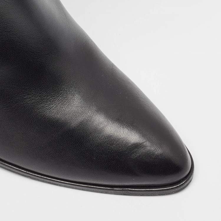 Pre Owned Stuart Weitzman Black Leather Histyle Over The Knee Boots Size 42.5