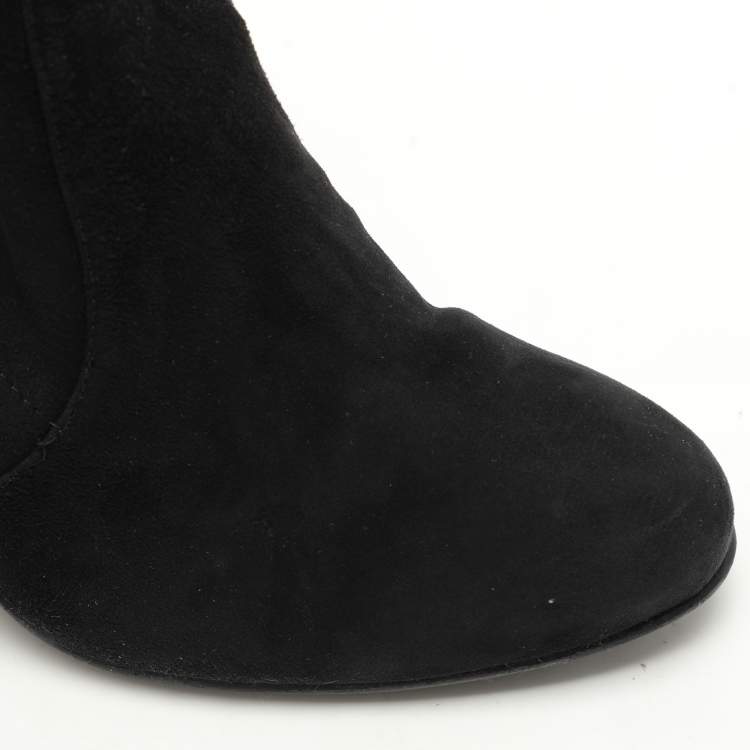 Pre Owned Stuart Weitzman Black Suede Ledyland Over The Knee Boots Size 38
