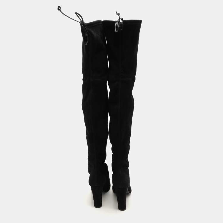 Pre Owned Stuart Weitzman Black Suede Ledyland Over The Knee Boots Size 38