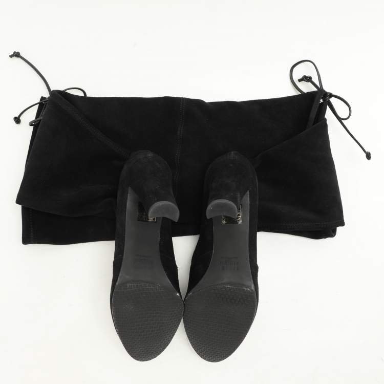 Pre Owned Stuart Weitzman Black Suede Ledyland Over The Knee Boots Size 38