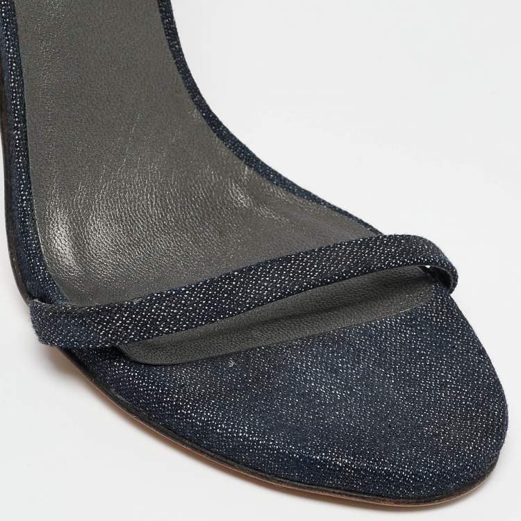 Pre Owned Stuart Weitzman Blue Denim Ankle Strap Sandals Size 40