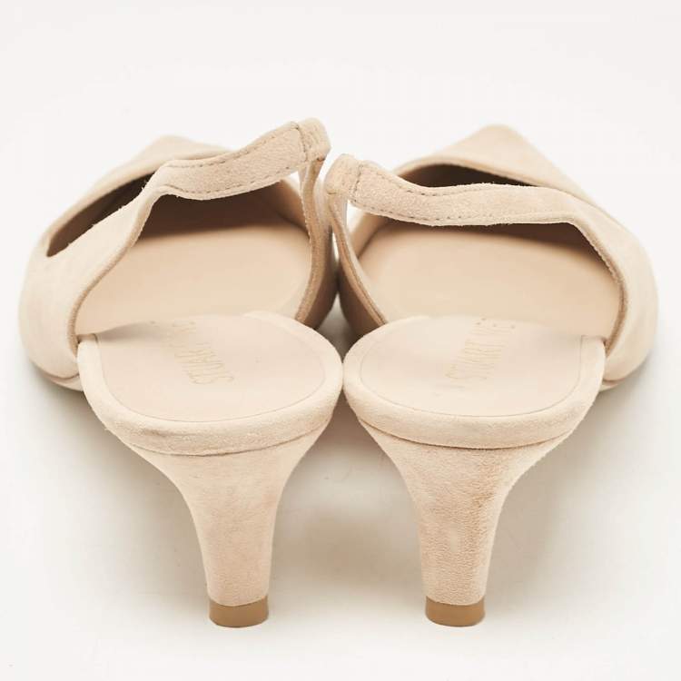 Pre Owned Stuart Weitzman Beige Suede Slingback Pumps Size 37.5