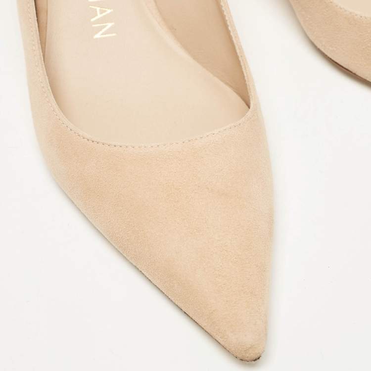 Pre Owned Stuart Weitzman Beige Suede Slingback Pumps Size 37.5