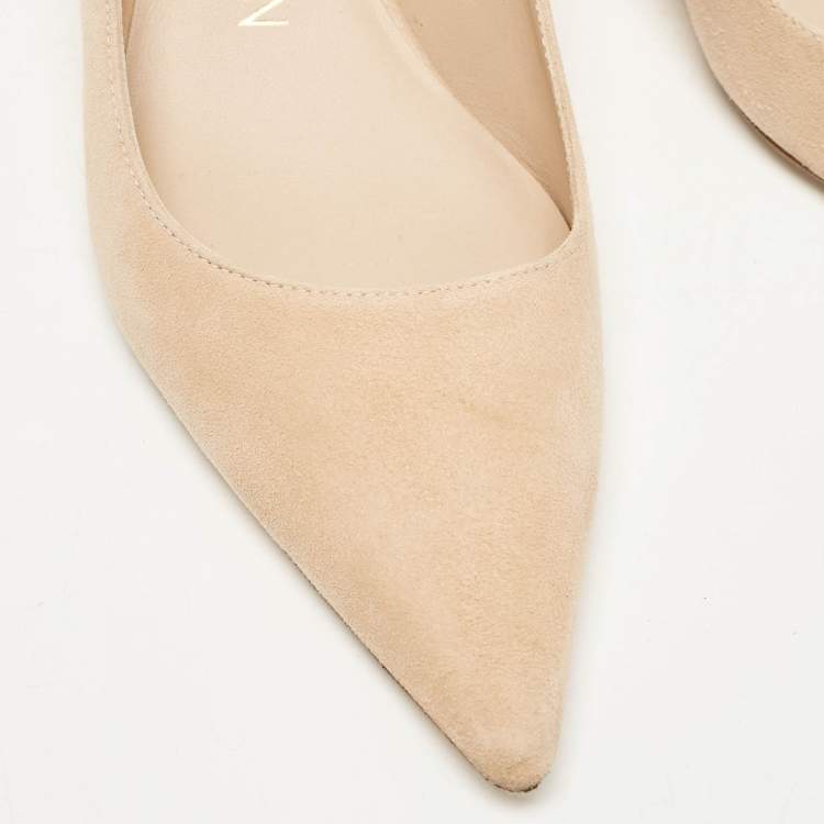 Pre Owned Stuart Weitzman Beige Suede Slingback Pumps Size 37.5