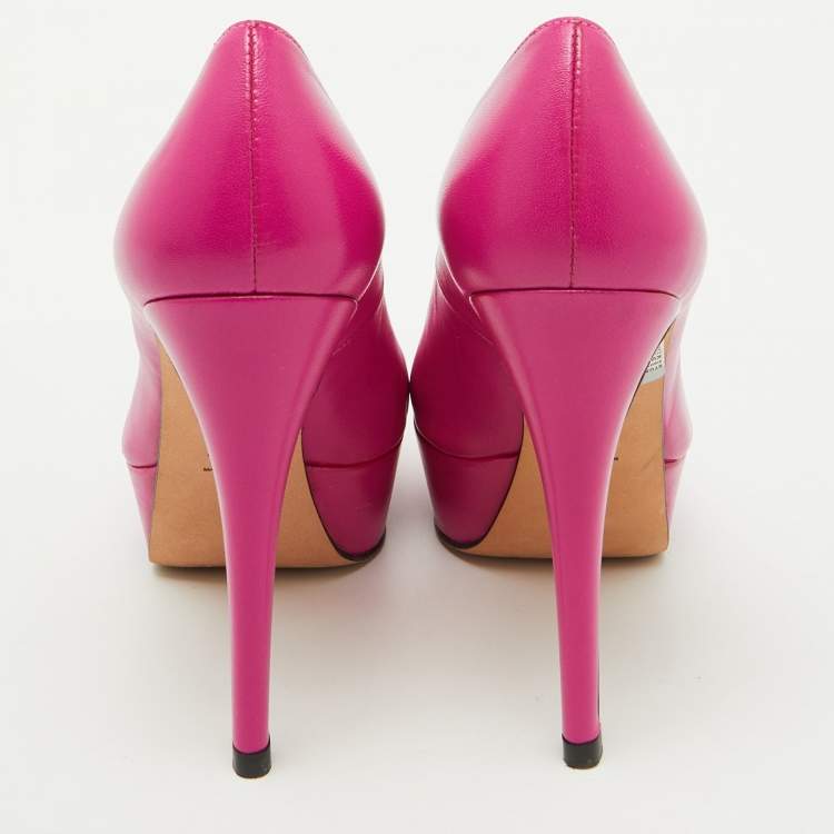 Pre Owned Stuart Weitzman Pink Leather Peep Toe Platform Pumps Size 36