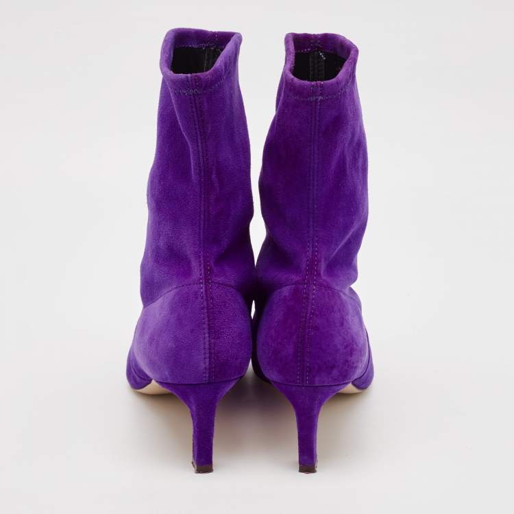 Pre Owned Stuart Weitzman Purple Suede Ankle Booties Size 39