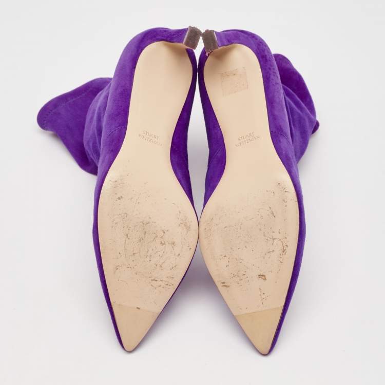 Pre Owned Stuart Weitzman Purple Suede Ankle Booties Size 39