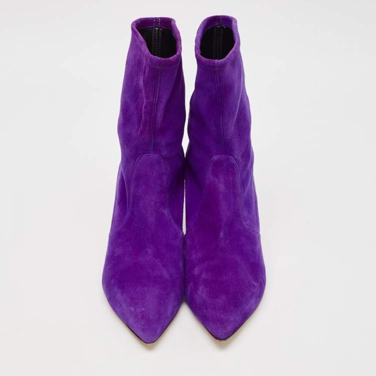 Pre Owned Stuart Weitzman Purple Suede Ankle Booties Size 39