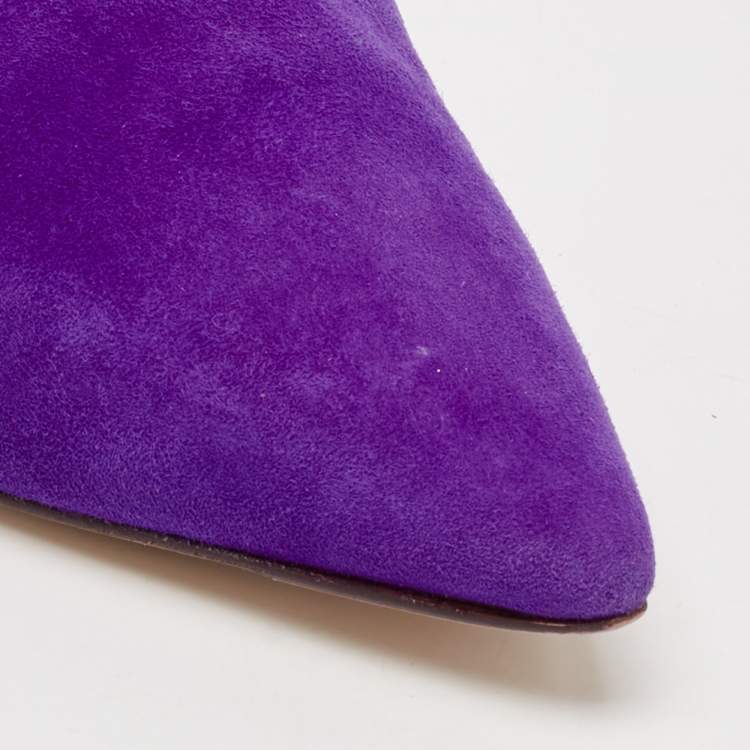 Pre Owned Stuart Weitzman Purple Suede Ankle Booties Size 39