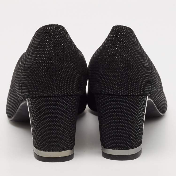 Pre Owned Stuart Weitzman Black Solar Goosebump Pumps Size 41