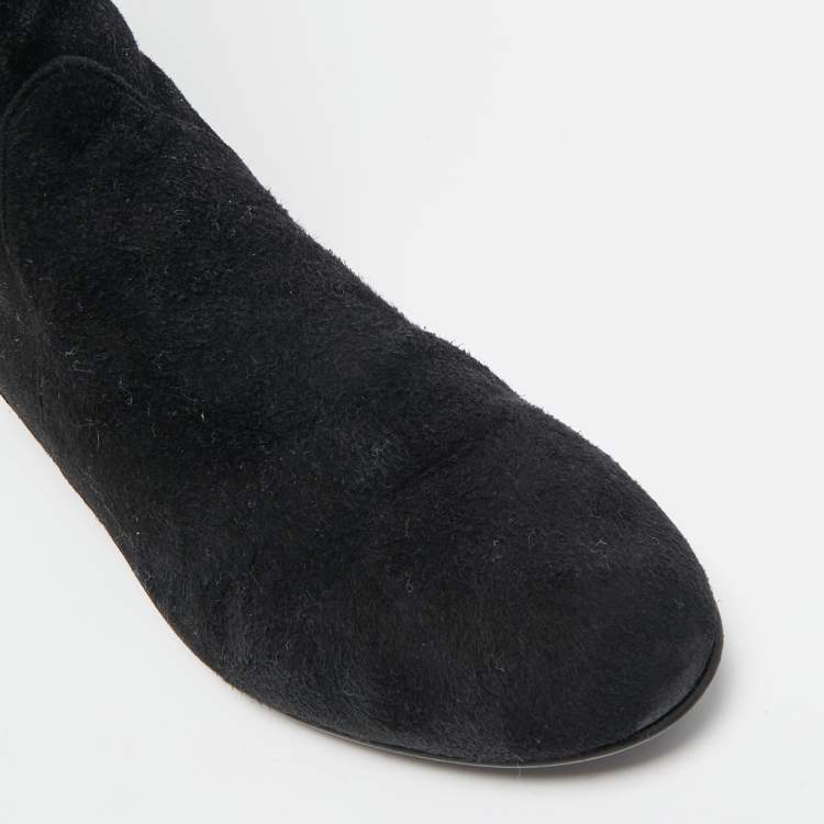 Pre Owned Stuart Weitzman Black Suede Knee Length Boots Size 39