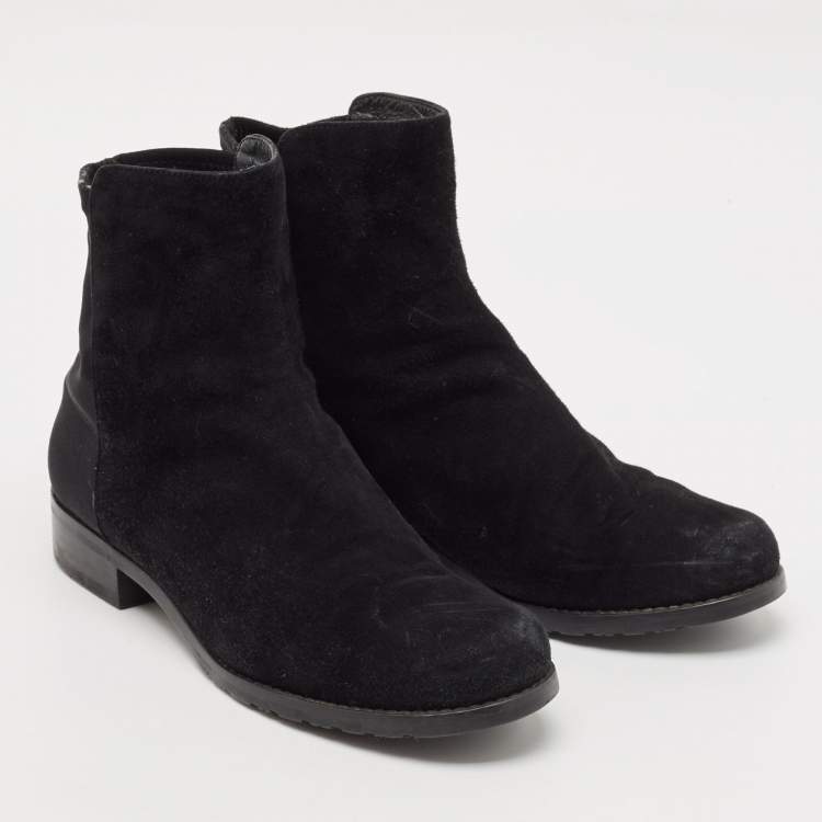 Pre Owned Stuart Weitzman Black Suede Ankle Boots Size 36.5