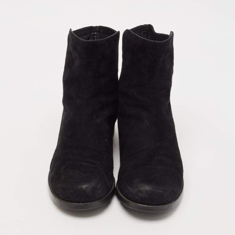 Pre Owned Stuart Weitzman Black Suede Ankle Boots Size 36.5