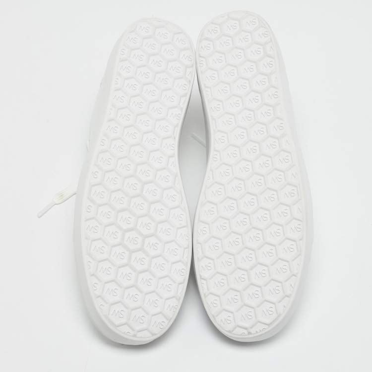 Pre Owned Stuart Weitzman White Leather Low Top Sneakers Size 39.5
