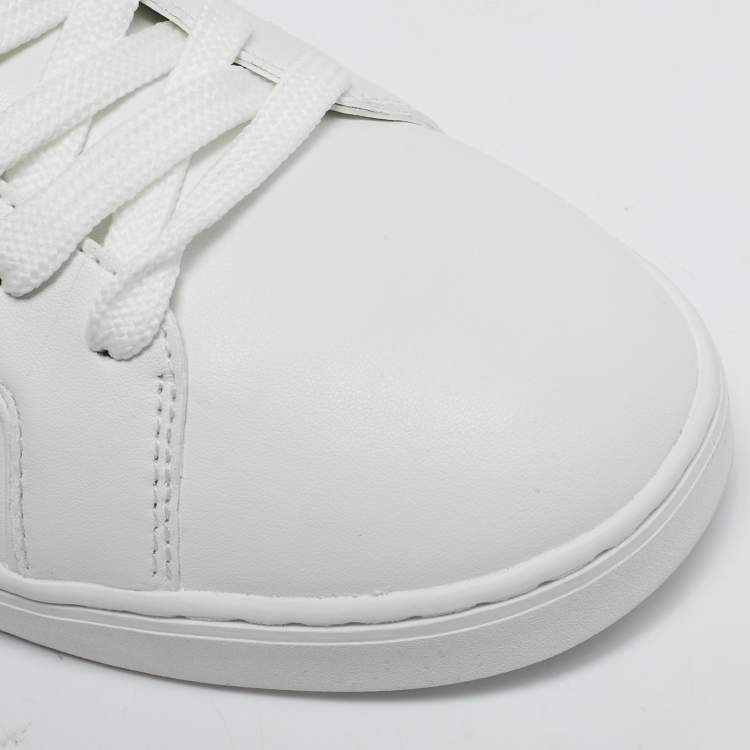 Pre Owned Stuart Weitzman White Leather Low Top Sneakers Size 39.5
