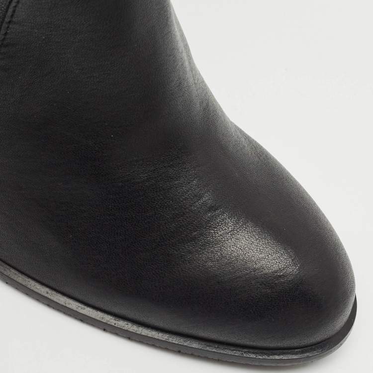 Pre Owned Stuart Weitzman Black Leather Ultra Highland Over The Knee Boots Size 37.5