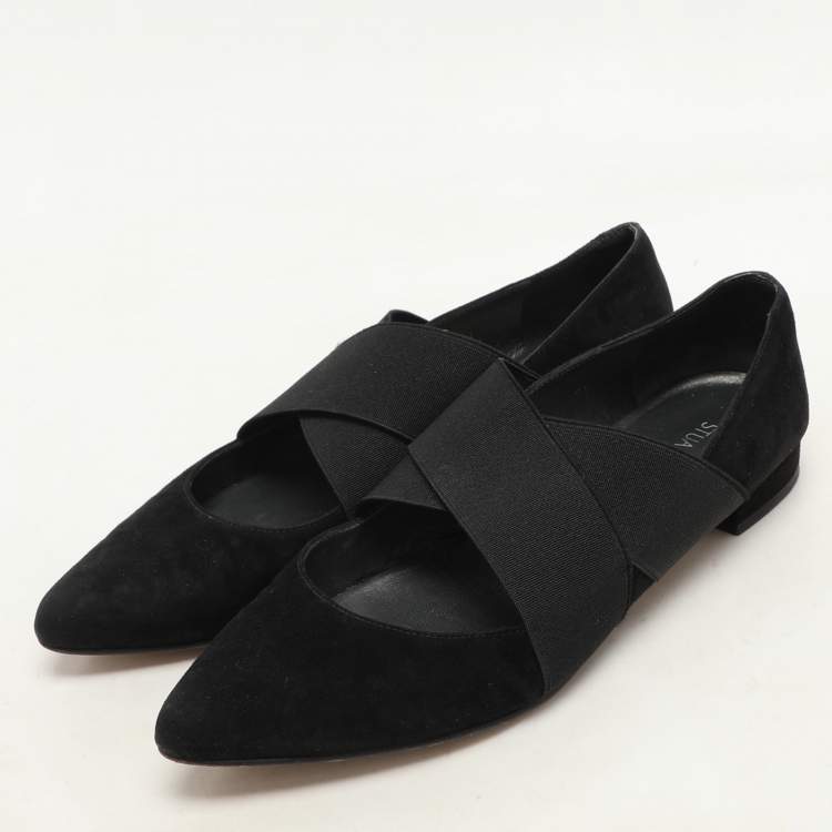 Pre Owned Stuart Weitzman Black Elastane and Suede Pumps Size 37