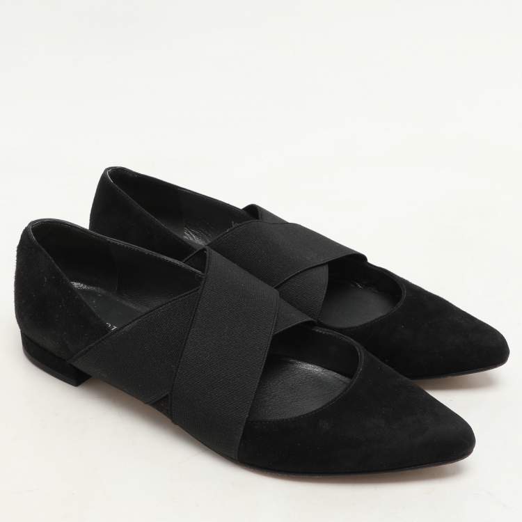 Pre Owned Stuart Weitzman Black Elastane and Suede Pumps Size 37