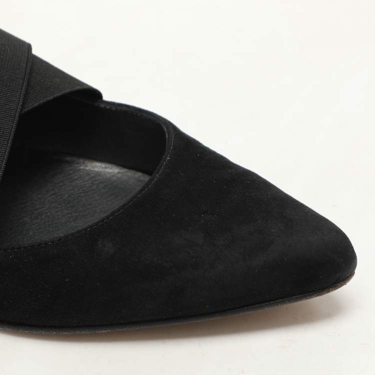 Pre Owned Stuart Weitzman Black Elastane and Suede Pumps Size 37