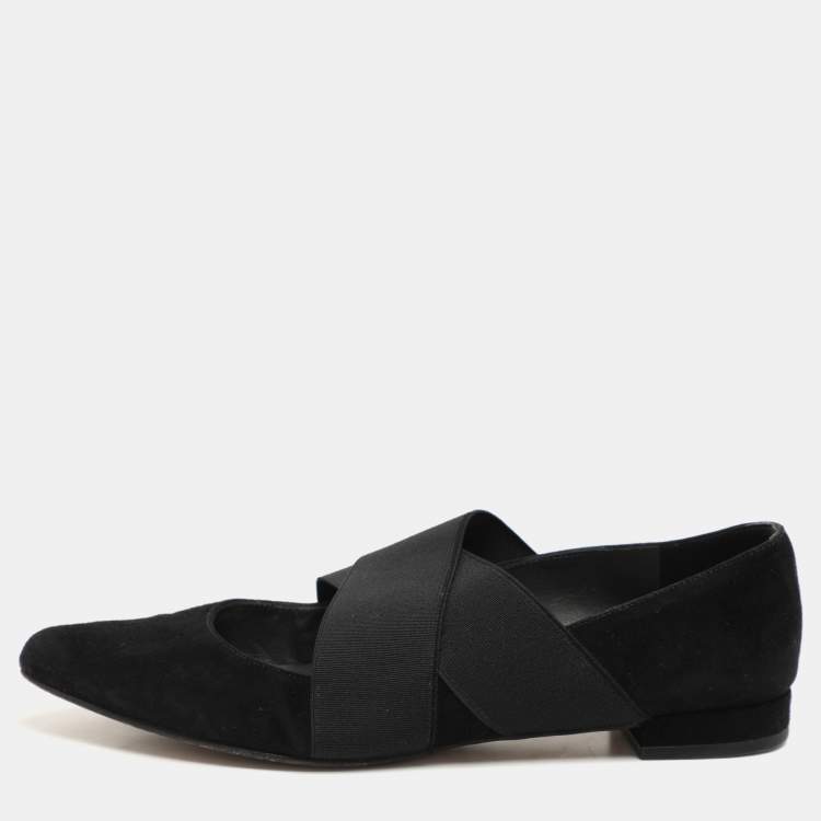 Pre Owned Stuart Weitzman Black Elastane and Suede Pumps Size 37