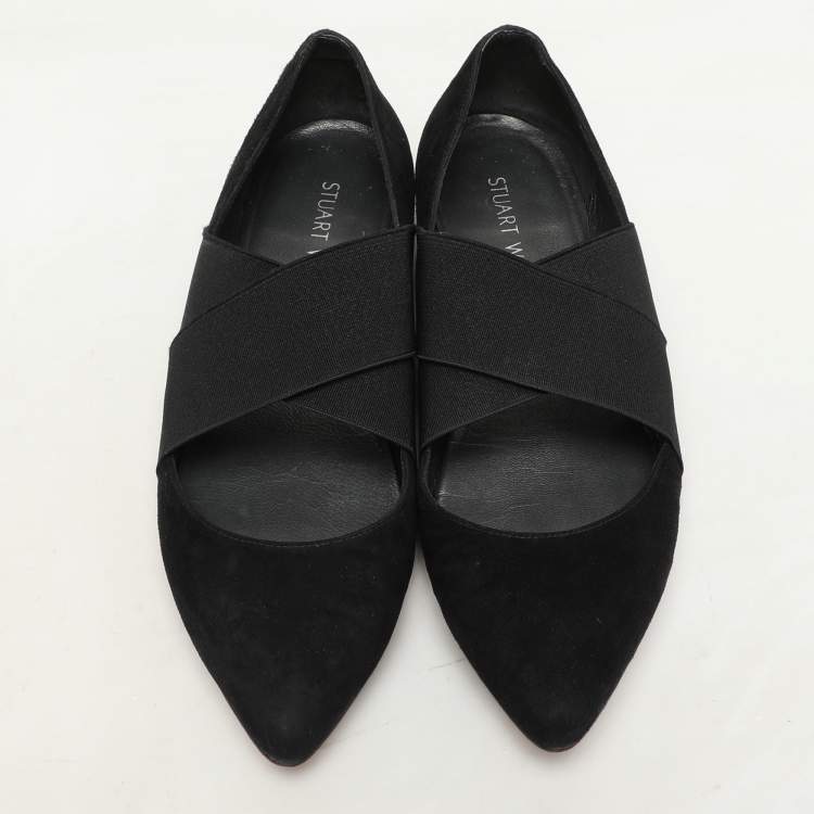 Pre Owned Stuart Weitzman Black Elastane and Suede Pumps Size 37