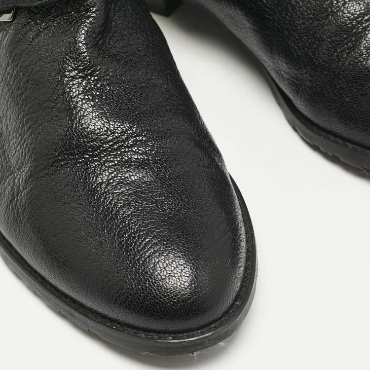 Pre Owned Stuart Weitzman Black Leather Studded Go West Ankle Boots Size 38