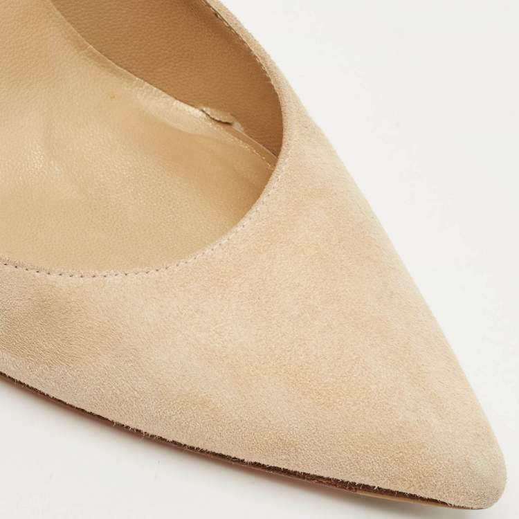 Pre Owned Stuart Weitzman Beige Suede Pointed Toe Pumps Size 36