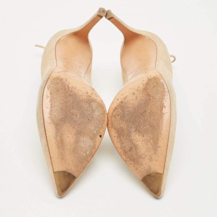 Pre Owned Stuart Weitzman Beige Suede Pointed Toe Pumps Size 36